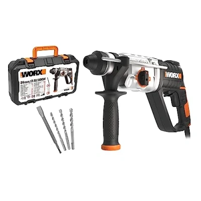 Image of WORX WX339 800W Rotary Hammer Drill SDS Plus 26mm Auxhillary Handle Carry Case