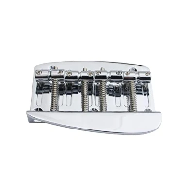 Image of Guyker 4 String Hard Tail Fixed Bass Brass Bridge Compatible with Jazz or Precision PB JB Style GB1020, Chrome