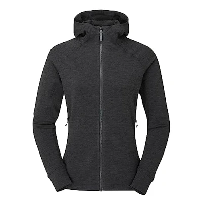 Image of Rab Women&#039;s Nexus Hoody Full Zip Lightweight Fleece Jacket for Trekking &amp; Climbing Black Medium
