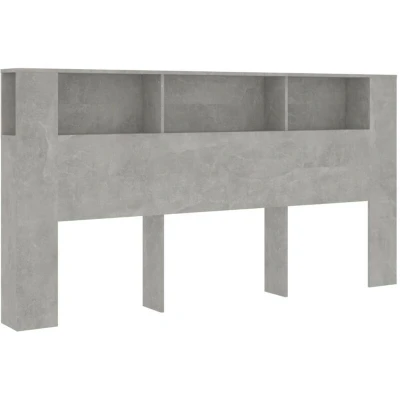 Image of vidaXL Headboard Cabinet Concrete Grey 200x18.5x104.5 cm