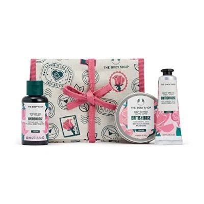 Image of The Body Shop Bloom &amp; Glow British Rose 3 Pieces Mini Gift Set, 30 milliliters