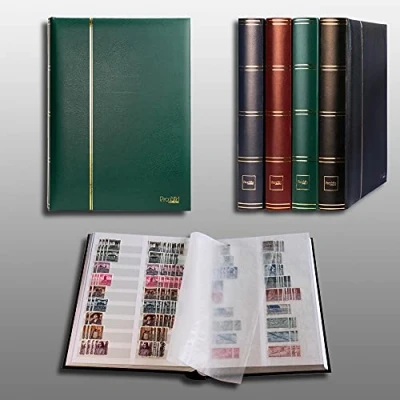 Image of Prophila Collection 60 White Split Pages Stamp Album Insert Book Padded Green Cover