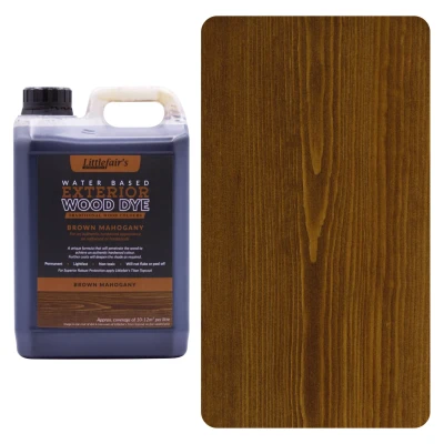 Image of Littlefair&#039;s Wood Stain Water Based 2.5ltr Outdoor Furniture Dye Light &amp; Dark Finishes Non Toxic Eco Friendly Formula Exterior for Crafts Colour: Brown Mahogany