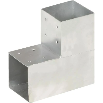 Image of vidaXL Post Connector L Shape Galvanised Metal 101x101 mm