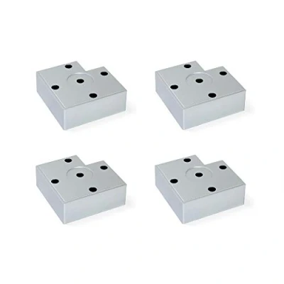 Image of Emuca 2023125 feet, Furniture Silver Plastic, Set of 4 Legs 30mm high, Metallic Grey, H 30 mm