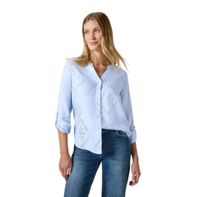 Image of Cecil Women&#039;s B345135 Blouse with foil Print, Whisper Blue Melange, XL