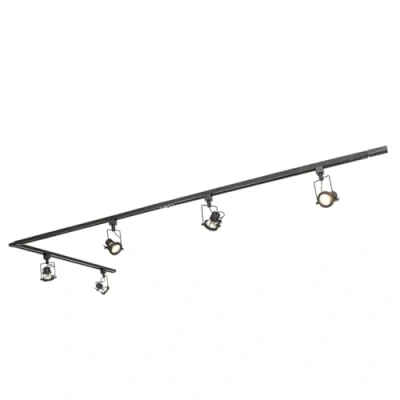 Image of Qazqa Rail System with 5 Spots 1 Phase Black Suplux Industrial Suitable for LED GU10 Way Light Aluminium Surface Mounted spotway Bedroom I