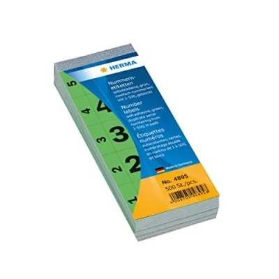 Image of Herma 28 x 56 mm Self Adhesive Number Blocks Green (Pack of 500)