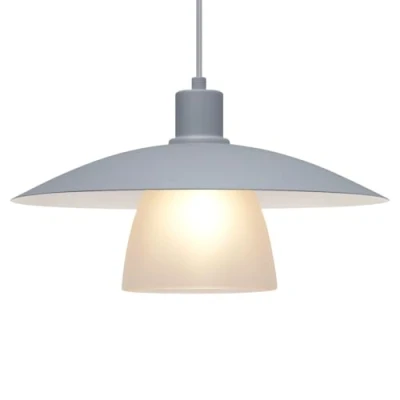 Image of Long Life Lamp Company Modern 1 Light Pendant Grey Frosted Glass Shade Art Deco Ceiling H3130