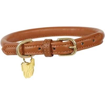 Image of Shires Rolled Leather Dog Collar X Small Tan