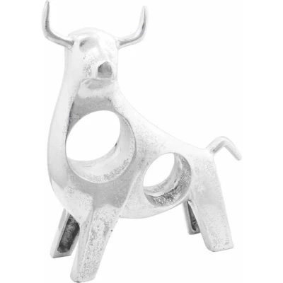 Image of vidaXL Bull Sculpture Silver 22x9,5x34 cm Aluminium
