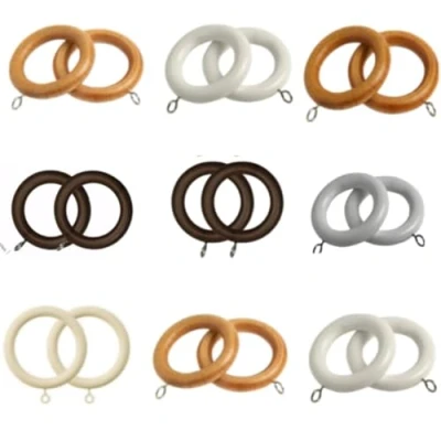 Image of 28mm Diameter Wooden Curtain Pole Rings (Antique Pine, 50)