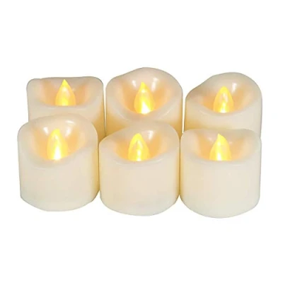 Image of Flameless Flickering LED Votive Tealight Candles Battery Operated with Timer / 6 Hours On and 18 Off Per Cycle, Tea Light for Outdoor Halloween Pumpkin Christmas Decorations