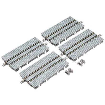 Image of TomyTEC 017943 4 Tram Track Straight 70mm Paving Stone