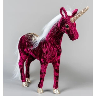 Image of SHATCHI Burgundy Figures Santa Reindeer Tree Christmas Tabletop Centrepiece Showpieces Home Art &amp; Craft Xmas Party Window Décor, 33cm Unicorn