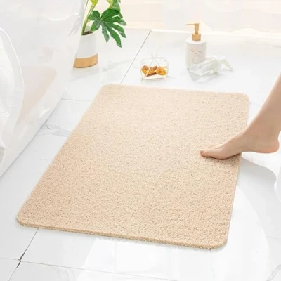 Image of Non Slip Grey Bath Mat Super Comfy Wonder Shower Bathroom Never Stains or Blocks with Drain (Beige)