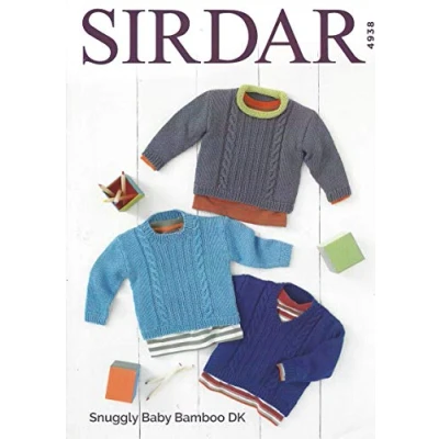 Image of Sirdar Snuggly Baby Bamboo DK Knitting Pattern 4938 Sweaters