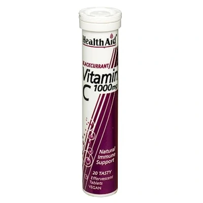 Image of HealthAid Vitamin C 1000mg Effervescent (Blackcurrant Flavour) 20 Tablets