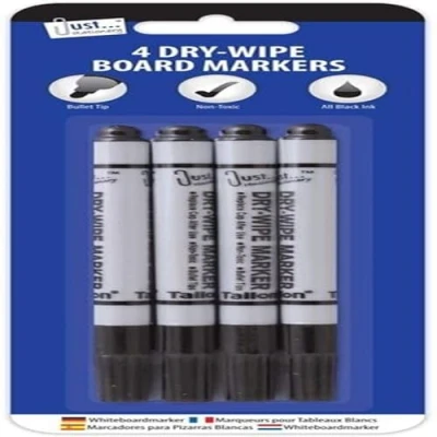 Image of P Store 4/8 /12 DRY WIPE BLACK BULLET TIP Premium Marker pens White Board Drywipe Markers (8)