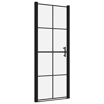 Image of &#039;vidaXL Shower Door Modern Tempered Glass &amp; Aluminium Structure, Adjustable Size, Black, Simple to Clean