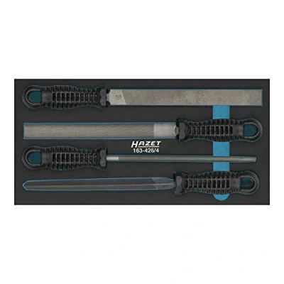 Image of HAZET File Set 163 426/4 I 4 Piece with 1x Flat Blunt, Half Round, Round and Triangular Infinite Combination Possibilities Safety Insert System