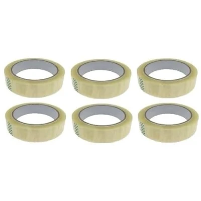 Image of indigo® 24mm x 100m Clear Packaging Tape for Packing Parcels and Cardboard Boxes Pack of 6