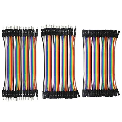 Image of ALMOCN 120PCS Breadboard Jumper Dupont Wire,Multicolored 10cm 40pin Male to Female, Male, Female Wires Ribbon Cables Kit for arduino