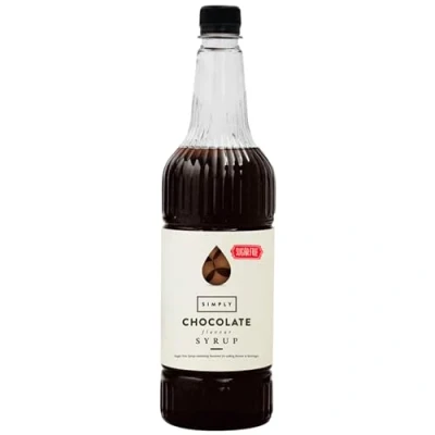 Image of Simply Sugar Free Chocolate Syrup, Low Calorie, Vegan &amp; Nut Flavoured Syrup for Coffee, Cocktails Baking (1 Litre)