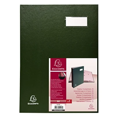 Image of Exacompta Ref 24123E Direction Signature Book 240 x 320mm in Size, Suitable for Storing A4 Documents, Plastic Cover &amp;,300gsm Interior, 12 Compartments Green