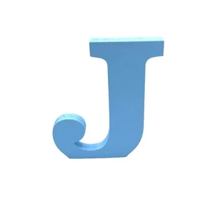 Image of Blue Wooden MDF Letter J Size 8cm Tall Free Standing Letters for Arts &amp; Crafts Personalized Name Decor