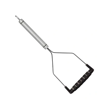 Image of KitchenCraft Professional Potato Masher with Non Stick Safe Nylon Head, Stainless Steel, 28 cm, Silver/Black