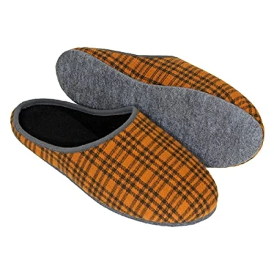 Image of Pantoffelmann Camel Hair Slippers with Rubber or Felt Sole, Breathable in East Stripe Pattern, Warm &amp; Comfortable, for Men Women Size: 8.5 UK