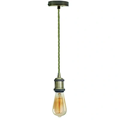 Image of Industrial Vintage 2M Ceiling Pendant Light Lamp Holder E27 Fitting (Green Brass Twisted)