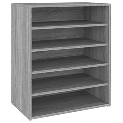 Image of vidaXL Shoe Cabinet Grey Sonoma Engineered Wood Storage Solution 60x35x70 cm Modern Style, Spacious, Durable, Wall or Ground Setup
