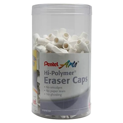 Image of Pentel Arts Hi Polymer White Cap Eraser, Canister Display 240 Pieces (ZEH02 240)