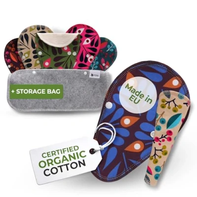 Image of Reusable Panty Liners for Women Thin Tanga; 7 Pack (Small) Organic Cotton Cloth Made in EU; Eco Thong; Daily Washable Pantyliners Vaginal Discharge, NOT Period