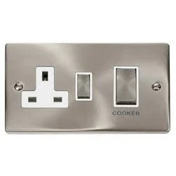 Image of Click deco polished chrome VPCH504WH Cooker switch &amp; socket white insert