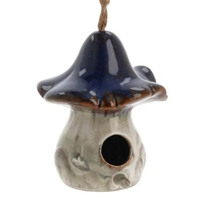 Image of Shudehill Giftware Magical Mushrooms Bird House Red &amp; Blue (Blue)