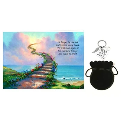 Image of Rainbow dog Bereavement Card (A5) and When Tomorrow Starts Keychain Gift RIP, loss, sympathy, memorial.