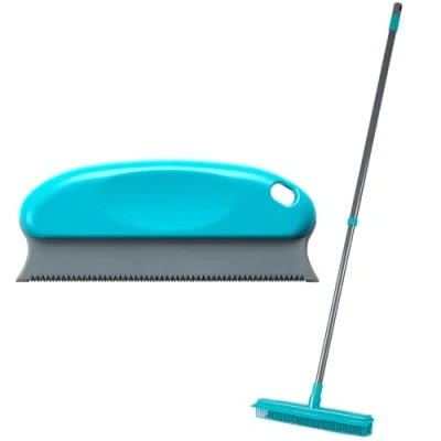 Image of Beldray COMBO 9222 Antibac Pet Plus Broom &amp; Cleaning Blade Set Furrresh Scraper Tool Rubber Head Squeegee Wiper with Extendable Handle, Remove Dog Cat Hair, Washable Reusable, Antibacterial