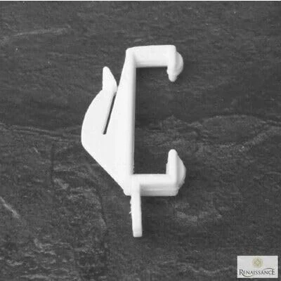 Image of Monorail/Decorail Curtain Track Gliders White Plastic Rail Loop Runner Hooks (20)