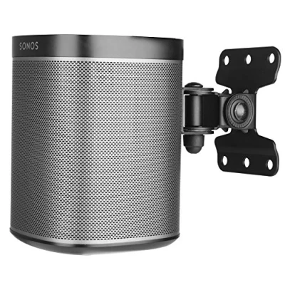 Image of WSP1B Compatible Sonos play1 wall mount bracket for Play One speaker w/tilt and swivel in Black