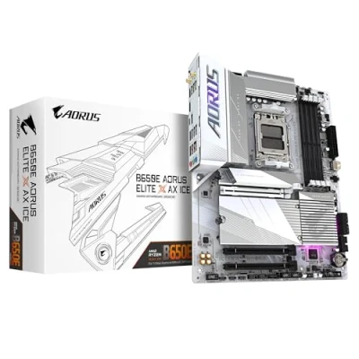 Image of Gigabyte B650E AORUS ELITE X AX ICE Motherboard Supports AMD Ryzen 8000 CPUs, 12+2+2 phases VRM, up to 8000MHz DDR5 (OC), 1xPCIe 5.0 M2 + 2xPCIe 4.0 M.2, Wi Fi 6E, 2.5GbE LAN, USB 3.2 Gen 2