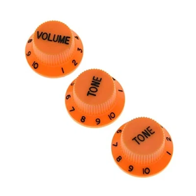 Image of KAISH Set of 3 Orange w/Black Number ST Strat Style Guitar Knob Volume Tone Knobs