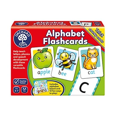 Image of Orchard Toys Alphabet Flashcards, 26 Educational Double sided Teach the Letters of Alphabet, Perfect for Kids Age 3 7, Toy, Kiwi Lime Green