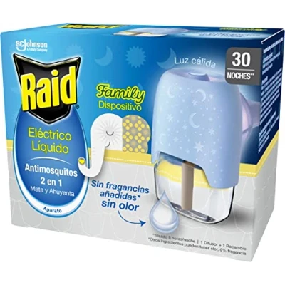 Image of Raid® Family Liquid Electric 30 Nights Common and Tiger 2 in 1 Mosquito Anti Plug, Kills Repellent, Appliance + Refill, Odorless