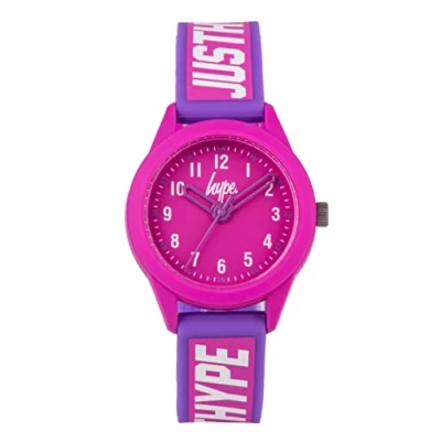 Image of HYPE KIDS PINK WITH WHITE &#039;JUST HYPE&#039; BRANDING SILICONE STRAP DIAL