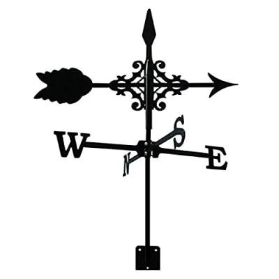 Image of Exquisite Metal Weather Vane Ornament Weathervane with Arrow Ornament, Garden Stake Wind Professional Measuring Tool Direction Indicator Yard Roof Mount E