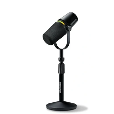 Image of Shure MV7+ Podcast Microphone with Stand. Enhanced Audio, LED Touch Panel, USB C &amp; XLR Outputs, Auto Level Mode, Digital Pop Filter, Reverb Effects, Podcasting, Streaming, Recording Black
