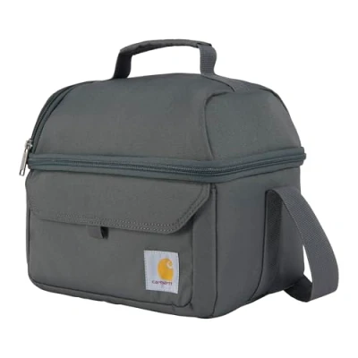 Image of Carhartt 12 Can Two Compartment Lunch Box Durable, Fully Insulated Bag for Women &amp; Men, Large Lunchbox (Gravel)